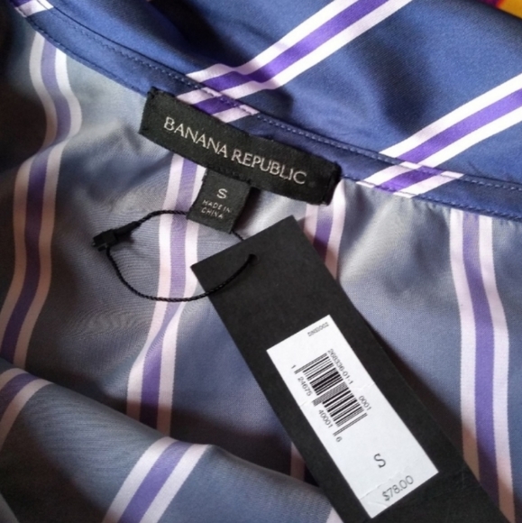 ‼️THRIFT STORE ALERT MAKE OFFER Banana Republic Top Asymmetrical Striped Shirt - Picture 5 of 8